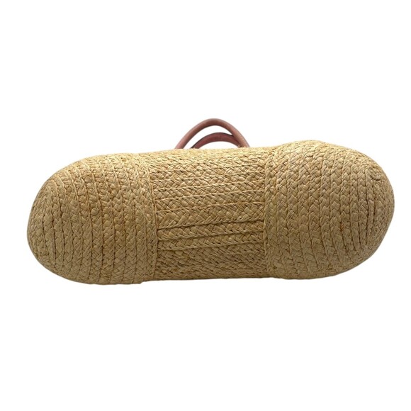 Coach 13373 Women's Straw Tote Bag with Tea Rose Flower Charm, Beige and Pink... - Picture 9 of 16